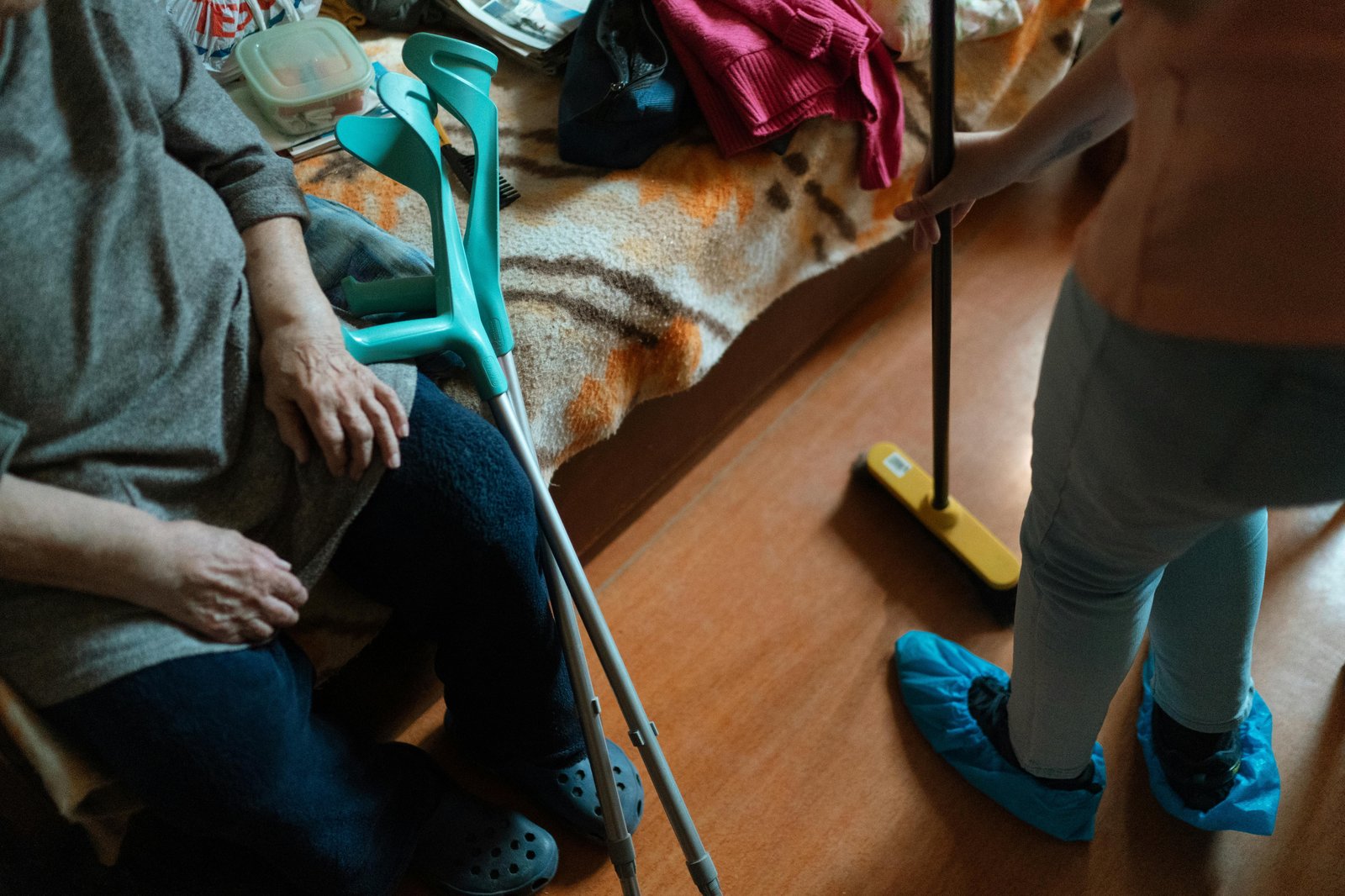 A caregiver spending time with an older person